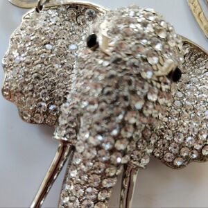 Paris Collection Fashion Jewelry Rhinestone Large Elephant Head Necklace.